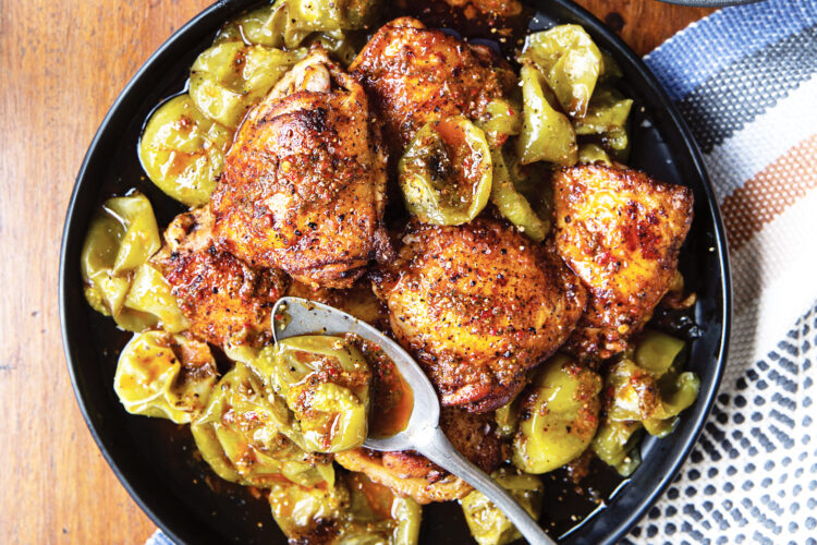 Tangy dressing flavors this recipe for chicken thighs